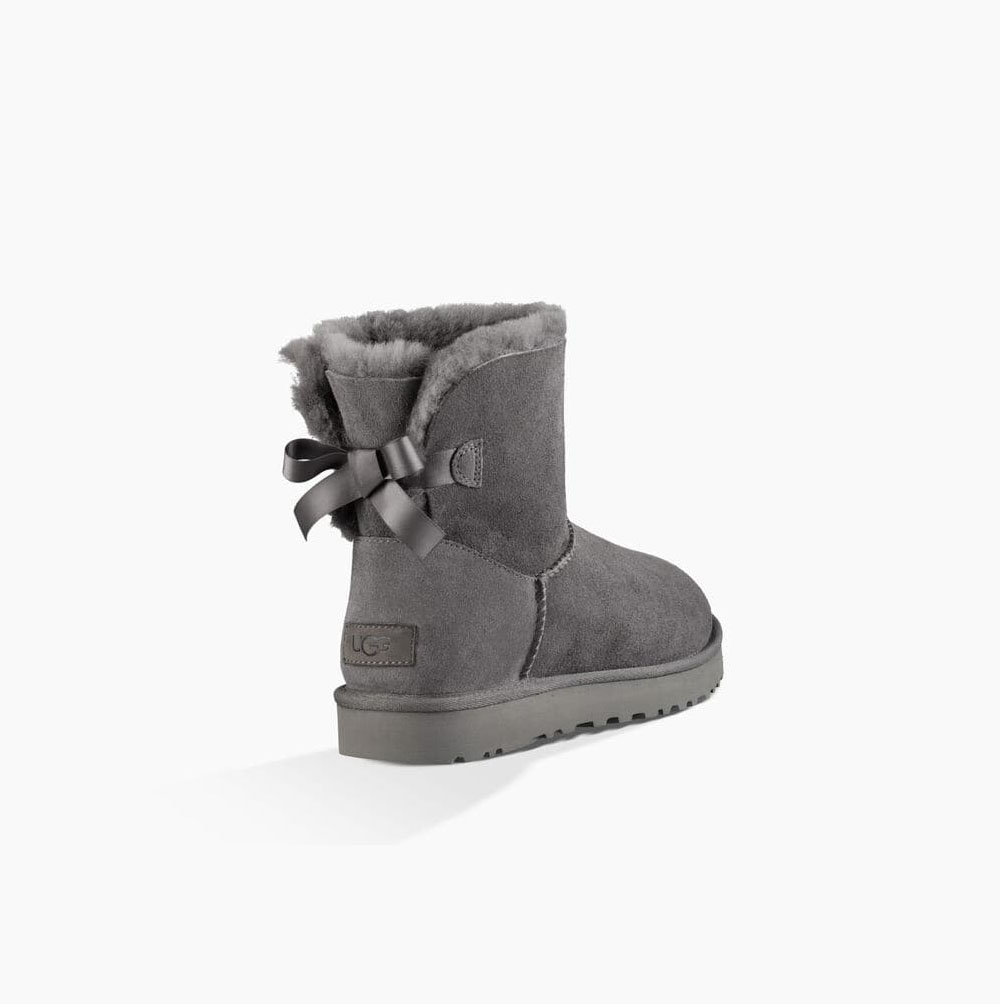 UGG Mini Bailey Bow II Grey Boots for Women (BSVA10642)